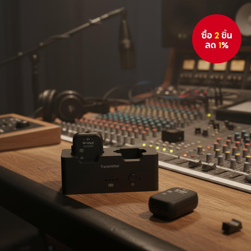 ระบบตรวจสอบเสียงไร้สาย M-VAVE WP-12 2.4GHz | 1 เครื่องส่งสัญญาณ + 2 เครื่องรับสัญญาณ, ดีเลย์ต่ํา 3ms
