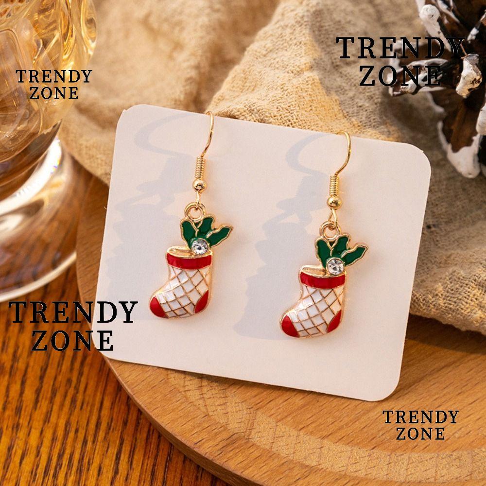 เทรนด์YZONE ต่างหูธีมคริสต์มาส แบบซานตาคลอสและสโนว์แมน เครื่องประดับสร้างสรรค์