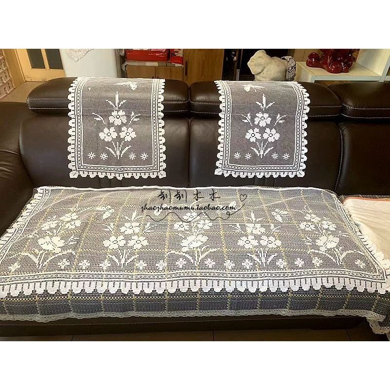 ผ้าพันคอเปียโนลูกไม้ด้ายฝ้ายสไตล์ยุโรปตาข่ายหัวเข็มขัดทอผ้าโปรโมชั่นโซฟาผ้าพันคอย้อนยุคดอกไม้เดิมที่