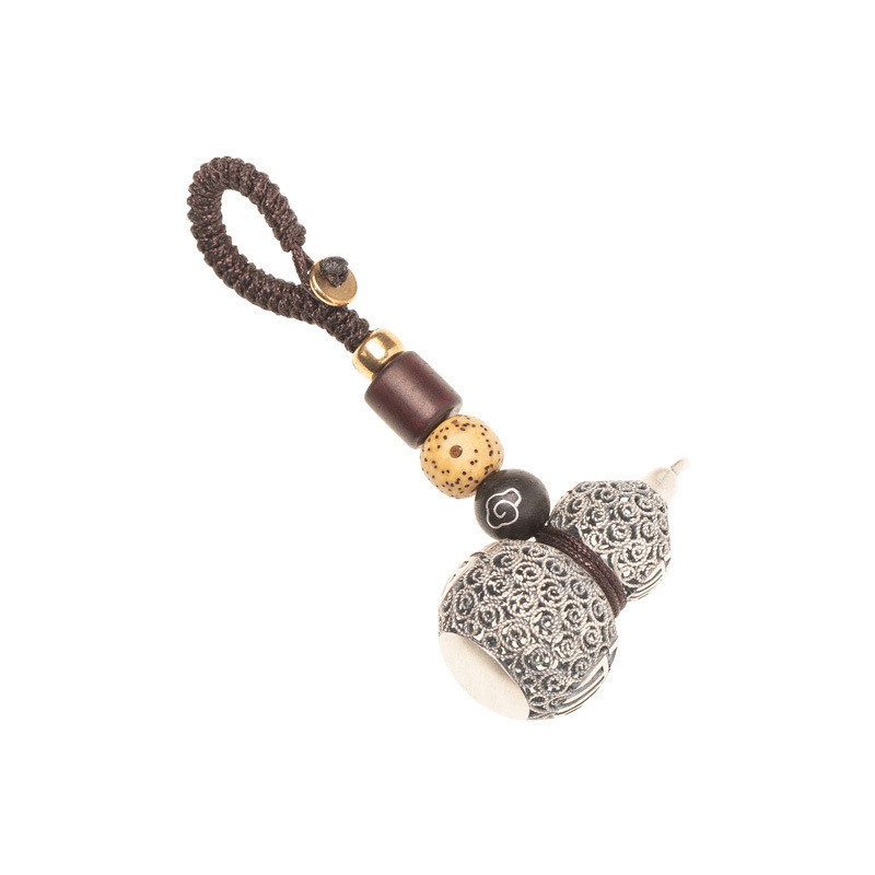999 Pure Silver Gourd จี้พวงกุญแจรถจี้ High-End ประณีต Handmade ผู้ชายผู้หญิงของขวัญวันเกิดจี้ LYAJI
