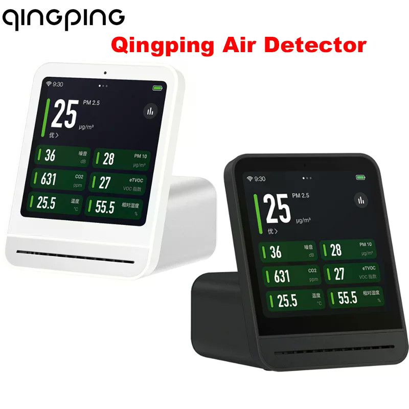 Qingping Air Detector 2 สมาร์ทบ้านหน้าจอสัมผัสควบคุมอุณหภูมิความชื้นเซนเซอร์ CO2 PM2.5 คุณภาพ Monito