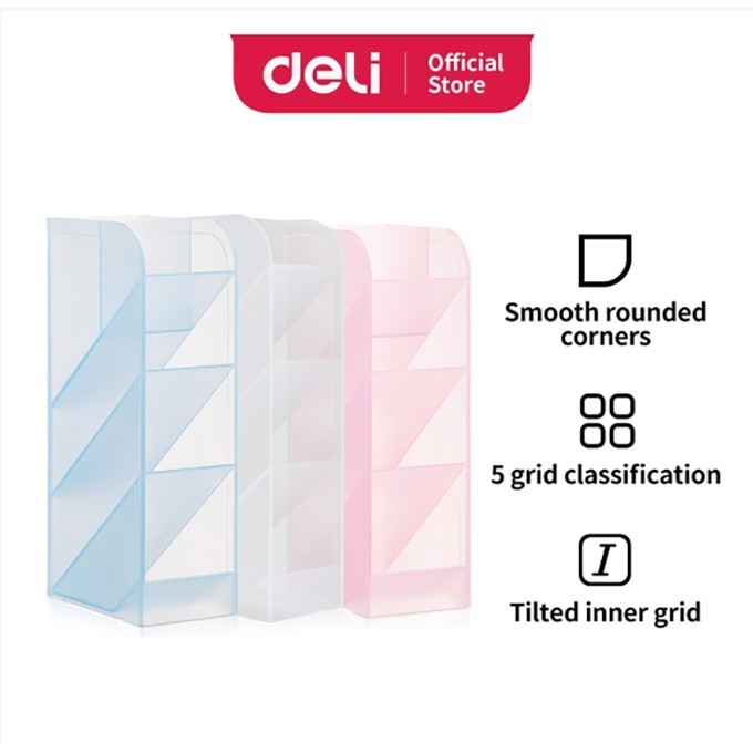 Deli Storage ผู้ถือปากกาขนาดใหญ่ความจุ 5 ตารางการจําแนกวัสดุ PP (205x59x92.5 มม.) 8932