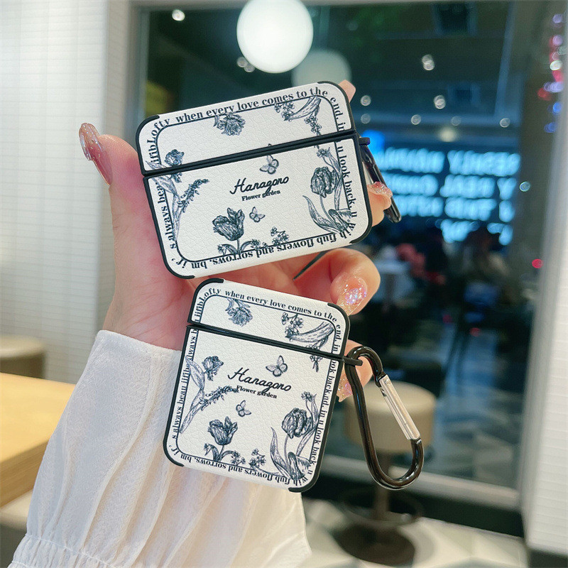 MANGO กรณีปลอกสําหรับ AirPods 1 2 3 4 Pro 3 2 กรณีปลอก Gen 2 3 4 2nd 3rd 4th Gen2 Gen3 Gen4 PU หนังสี่เหลี่ยมผืนผ้า Retro Rose