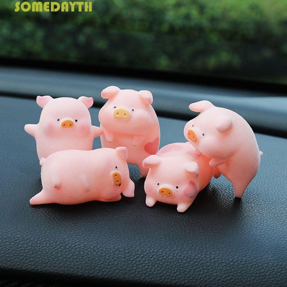 SOMEDAY Pig Car Decorative Fashion Car Decorative for Women Girls Dashboard Anime Doll Ornament Luck