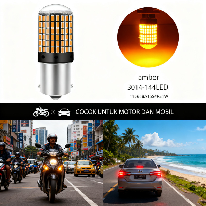 ไฟ LED TURN SIGNAL CANBUS ไม่มี HYPER FLASH 1156 1157 7440 BA15S BAU15S 144 SMD SUPER BRIGHT สําหรับ