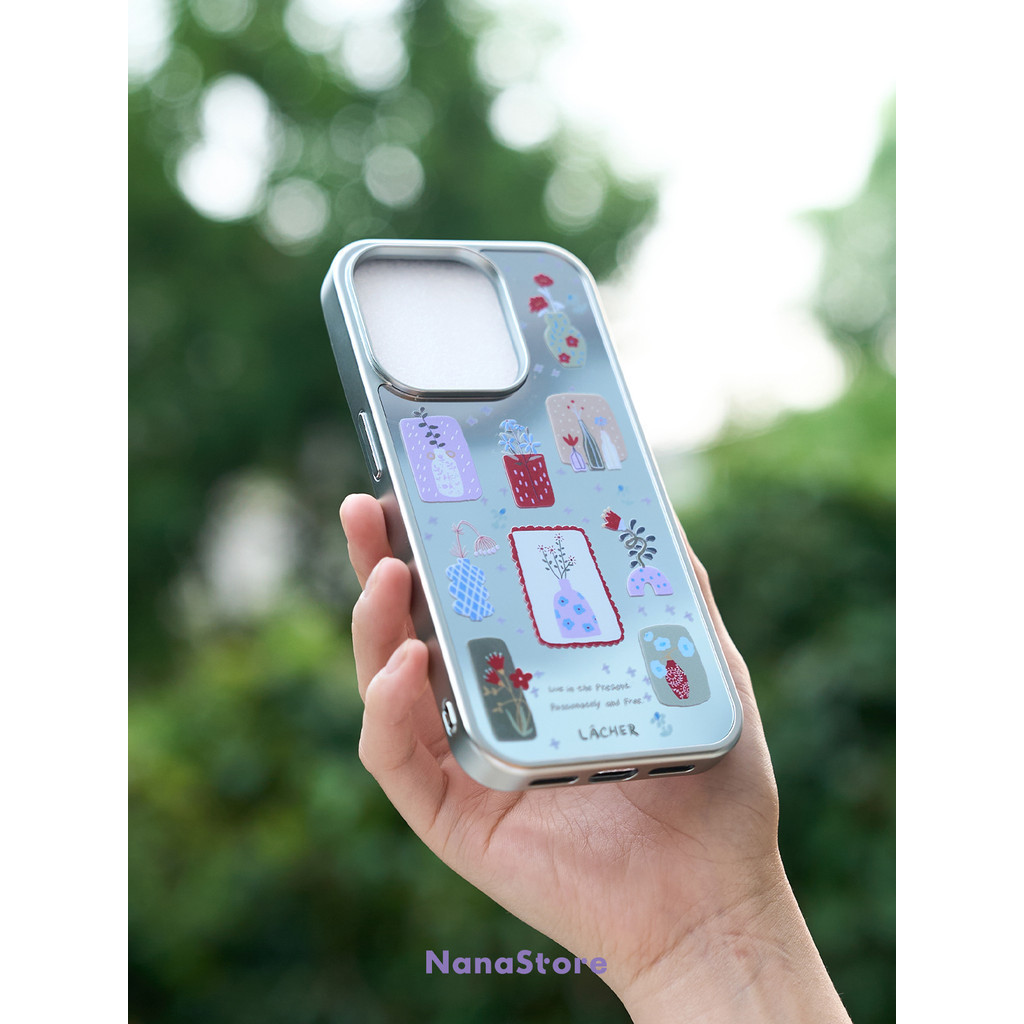 Nameless ดอกไม้ขนาดเล็กศิลปินแจกันแต่งหน้ากระจกเคสโทรศัพท์ Drop-Resistant สําหรับ iPhone 16 Promax 15 Promax 11 12 13 14plus 15plus 16e 16plus 15pro ราคา ถูกที่สุด ดีลบีเคเค แกลเลอรีภาพที่ 4