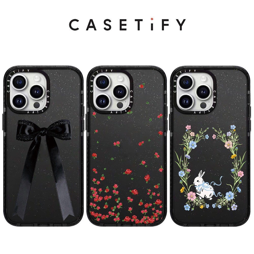 Glitter สีดํา Bowknot อะคริลิคเคสโทรศัพท์สําหรับ IPhone 17 Pro Max 17Air 16 15 14 13 12 กันกระแทกป้องกันปลอก