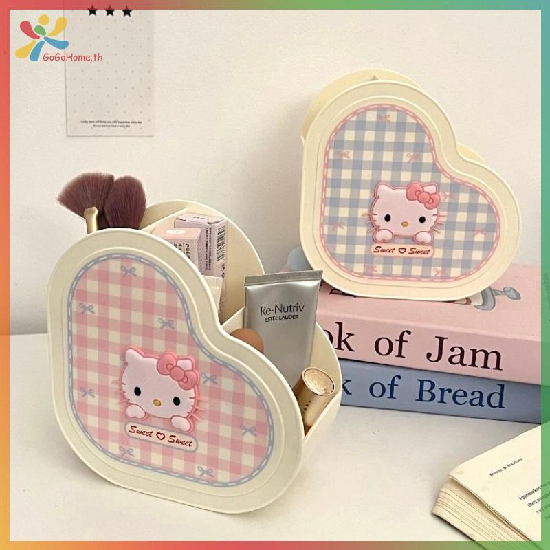GOGO Kawaii Hello Kitty แปรงแต่งหน้าอะนิเมะ Sanrio KT Cat เครื่องเขียนผู้ถือปากกาเดสก์ท็อปตกแต่งของขวัญ TH