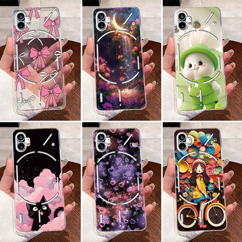 สําหรับ Nothing Phone 1 2 Case Clear Luxury Cute Love Rabbit Funny Cool TPU เคสซิลิโคนอ่อนนุ่ม Phone