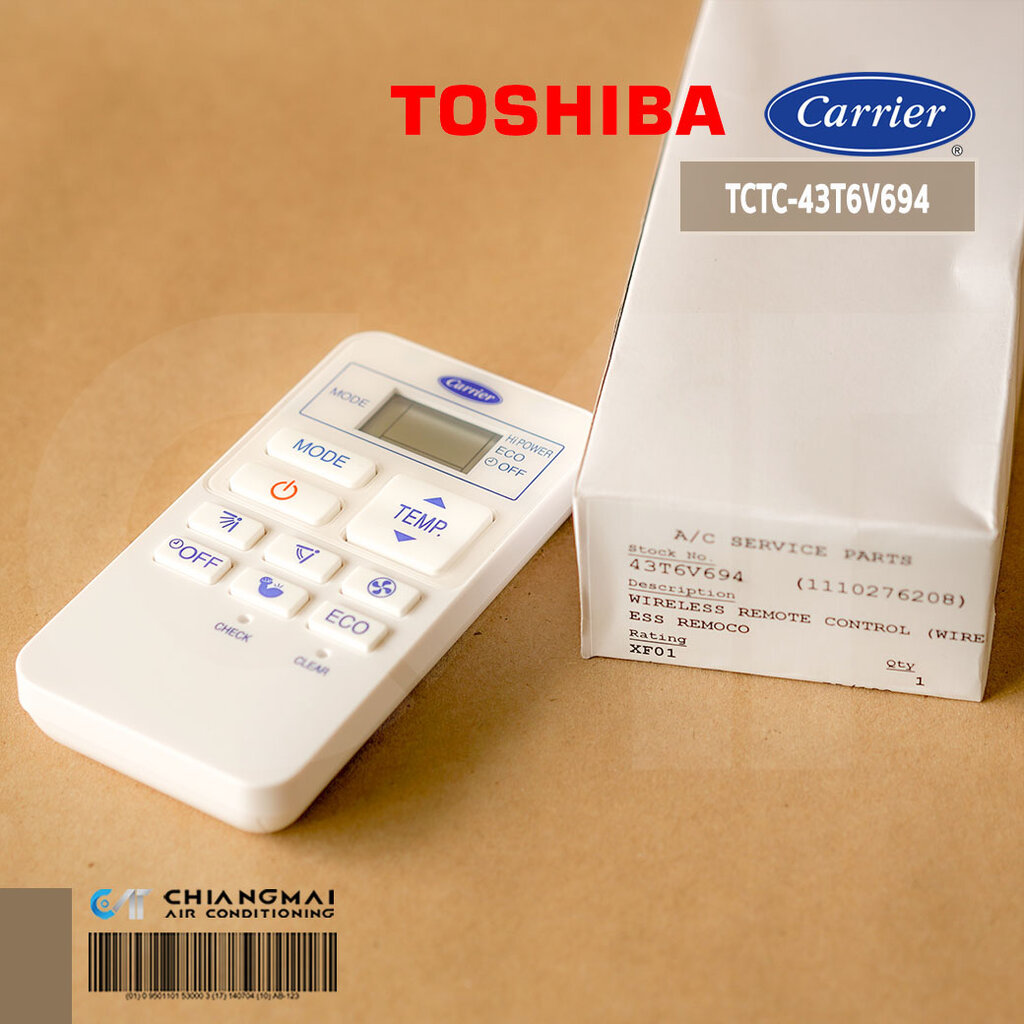 43T6V694 (แท้ศูนย์) รีโมทแอร์ Carrier รีโมทแอร์แคเรียร์ รุ่น 42TVG, 42TSU, 42TSN, 42TVGS, 42TSGS, 42