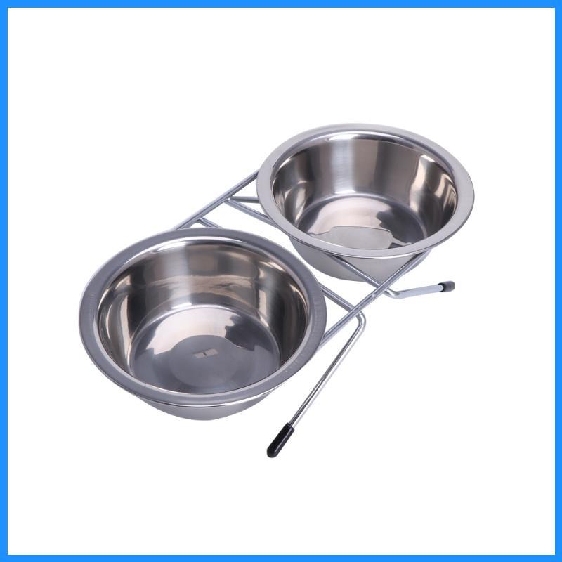 Stainless Steel Double Pet Bowls Dog Cats Water   Slip Feeding Station
