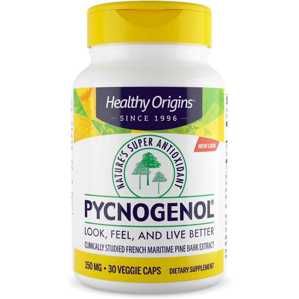 Healthy Origins Pycnogenol 150 mg, สารสกัดจากเปลือกสน Maritime ฝรั่งเศส, ธรรมชาติซุปเปอร์, ไม่ใช่จีเ