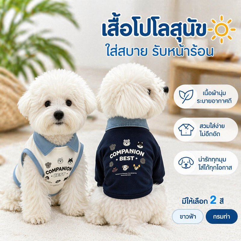 เสื้อกล้ามสุนัข เสื้อกล้ามแมว โปโลเดนิม ลายน่ารัก ระบายอากาศ บางเบา ใส่หน้าร้อน สุนัขเล็ก