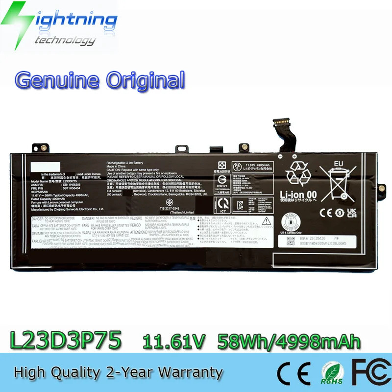 L23M3P74 L23D3P75 ใหม่ 11.161V 58Wh แบตเตอรี่สําหรับ Lenovo ThinkPad T14s Gen 6 21N1 21