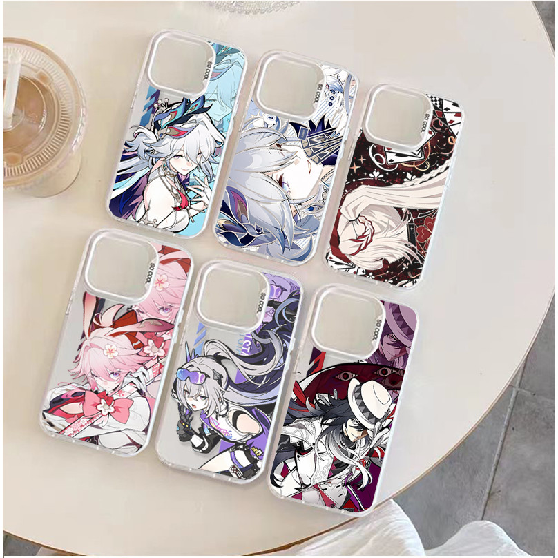 สําหรับ Samsung Galaxy A16 A07 A06 A55 A54 A15 A13 A24 A33 A22 A32 A04S เกม Honkai Star Rail ชุบ Hard Matte Silver Laser Cover