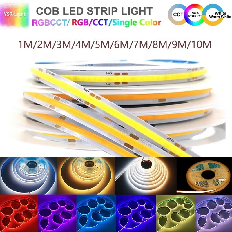 5M COB LED Linear Strip ไฟ RA90 320/608/640/840leds ความหนาแน่นสูงยืดหยุ่น FOB COB หรี่แสงได้ DC24V 