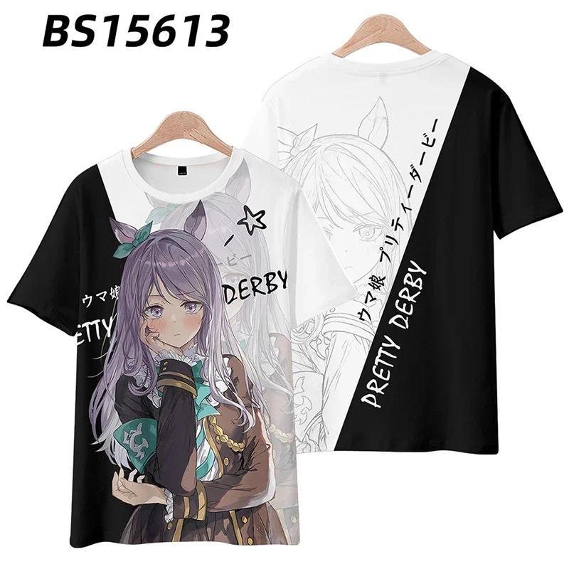 Anime UmaMusume Pretty Derby 3D Print T Shirt Tokai Teio Oguri Cap Kitasan Black Rice Shower Silence