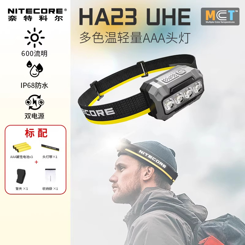 NITECORE NITECORE HA23UHE ไฟหน้ากลางแจ้งปีนเขาตกปลาวิ่งกลางคืนคลิปหัวติดตั้งแสง