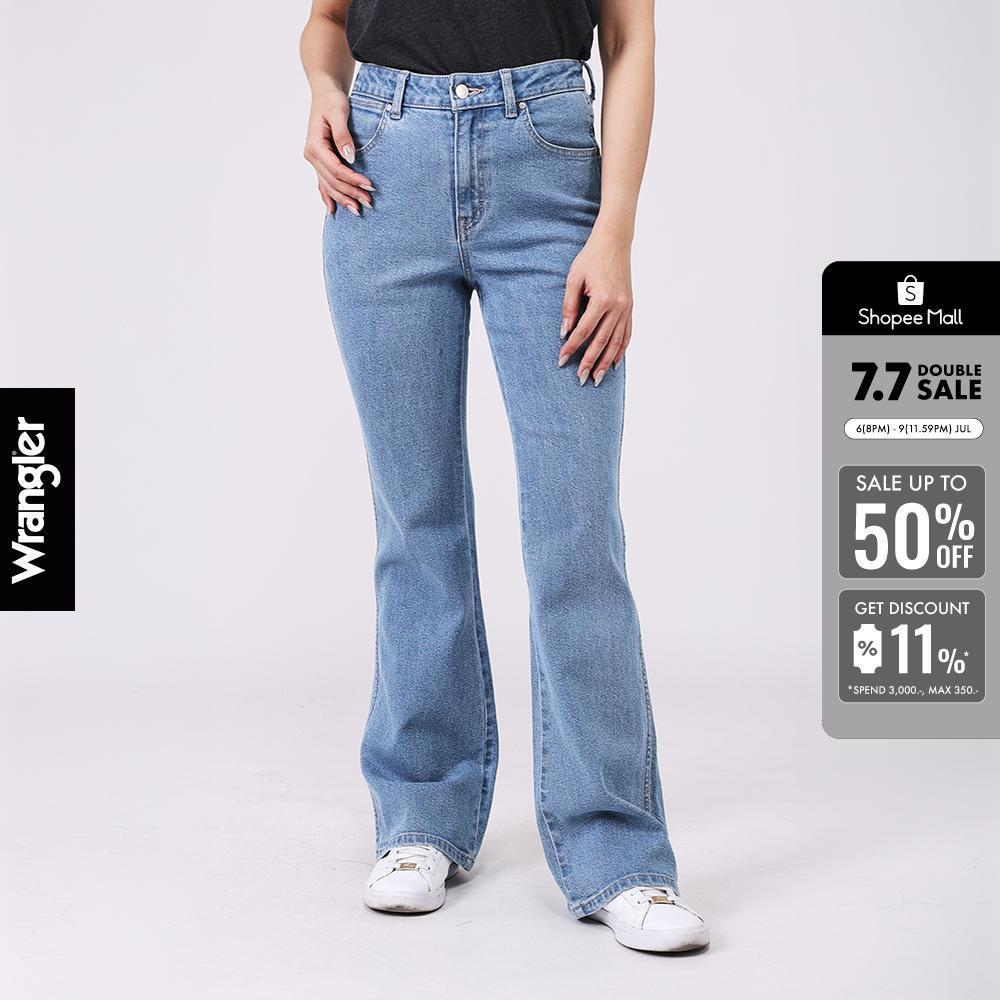 WRANGLER กางเกงยีนส์ผู้หญิง เอวสูง ทรงขาม้า Bootcut รุ่น WR S526WBOTF12 สียีนส์อ่อน