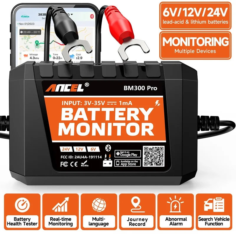 ANCEL BM300 Pro แบตเตอรี่ 24V เครื่องทดสอบแบตเตอรี่ 12V SOC แบตเตอรี่เครื่องวิเคราะห์สุขภาพเครื่องมื