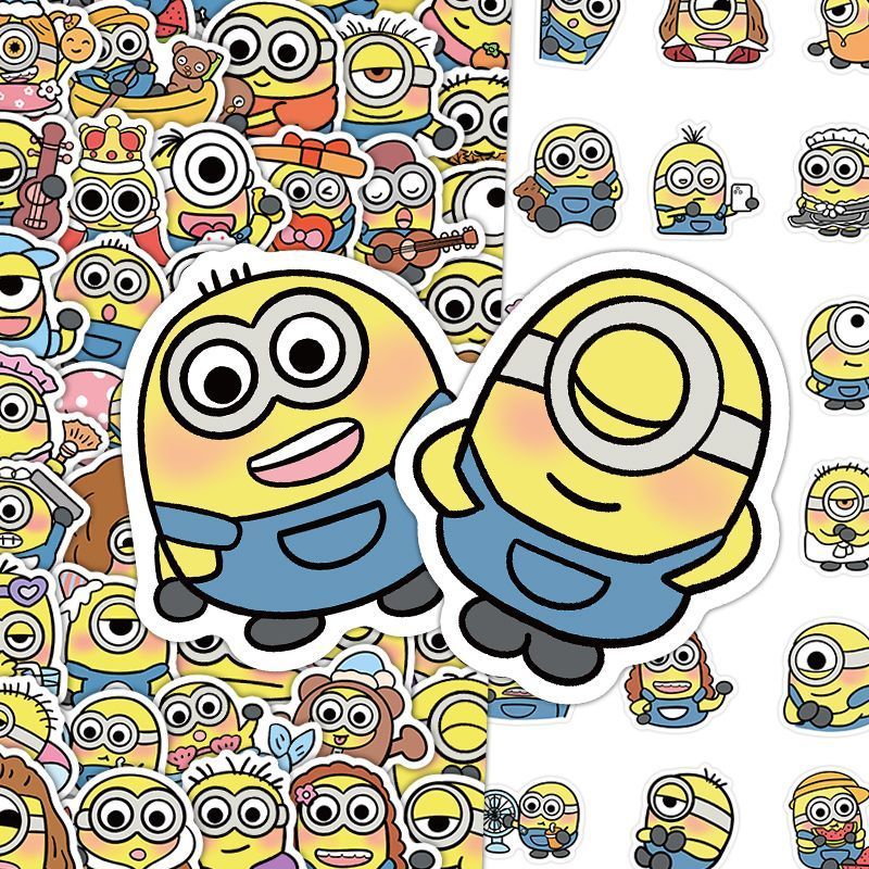 204 Minions Fun สติ๊กเกอร์สร้างสรรค์การ์ตูนน่ารัก Niche สติกเกอร์ตลกกันน้ํา diy เคสโทรศัพท์ตกแต่ง 7.