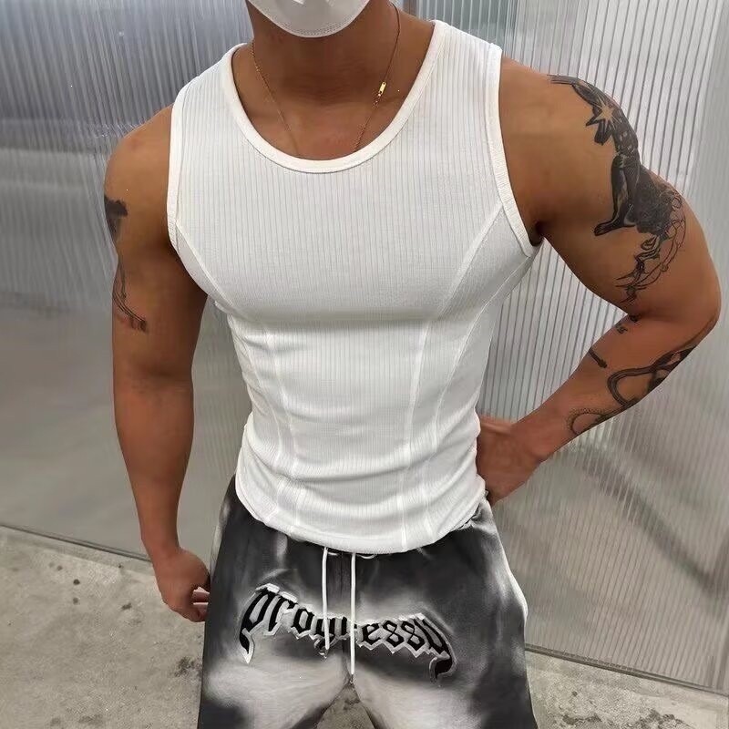 Cross-border e-border e-cheong丝螺纹身 男-drying Crushion crotch Tit Tee Nive背heart 男款Cross-border Americ