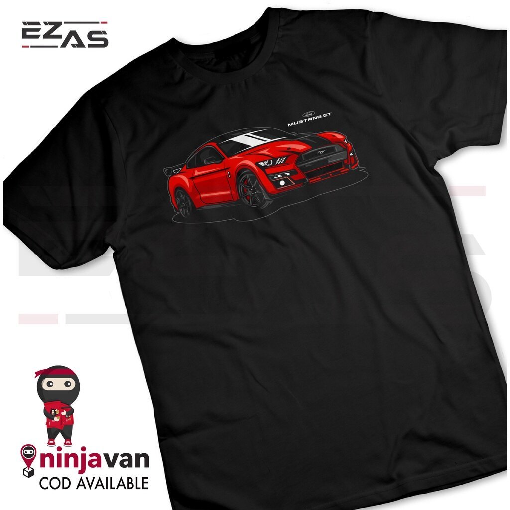 Mustang Gt Red Baju เสื้อยืดไมโครไฟเบอร์