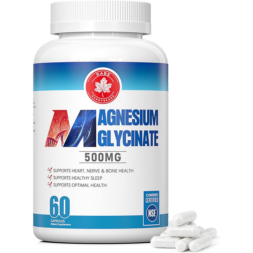 Magnesium Glycinate 500mg – ได้รับการรับรอง NSF – พร้อม B6 & B12 สําหรับผ่อนคลายและพยุงกล้ามเนื้อ – 
