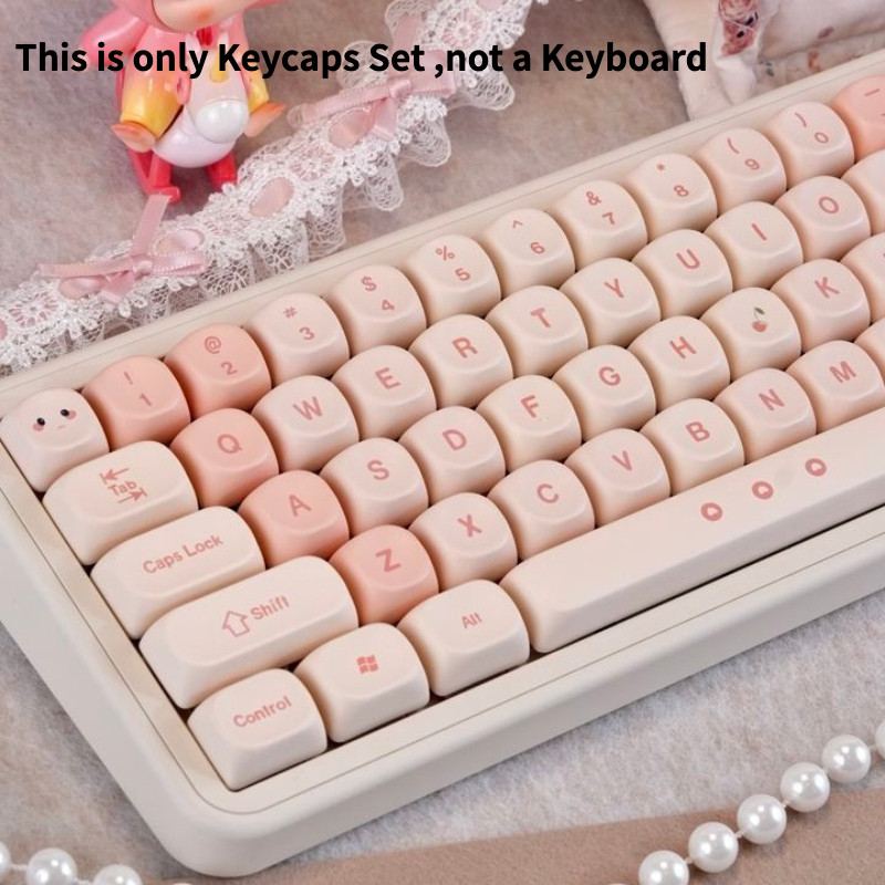 MOA สีชมพู Cherry Theme PBT Keycap Dye Sublimation สาวน่ารักบุคลิกภาพ Creative ไทยอังกฤษ Adapt Mecha