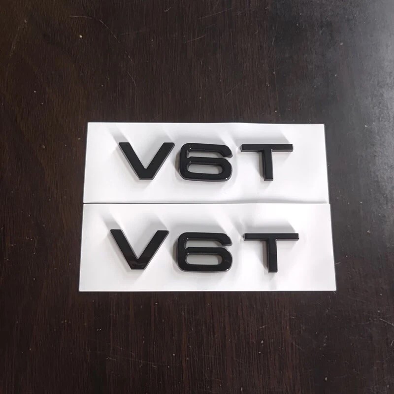 2PCS V6T V8T Emblem ABS 3D badge leaf label V10 V12 ด้านข้างสําหรับ Audi A4L A5 A6L A7 Q3 Q6 Q7 รถป้