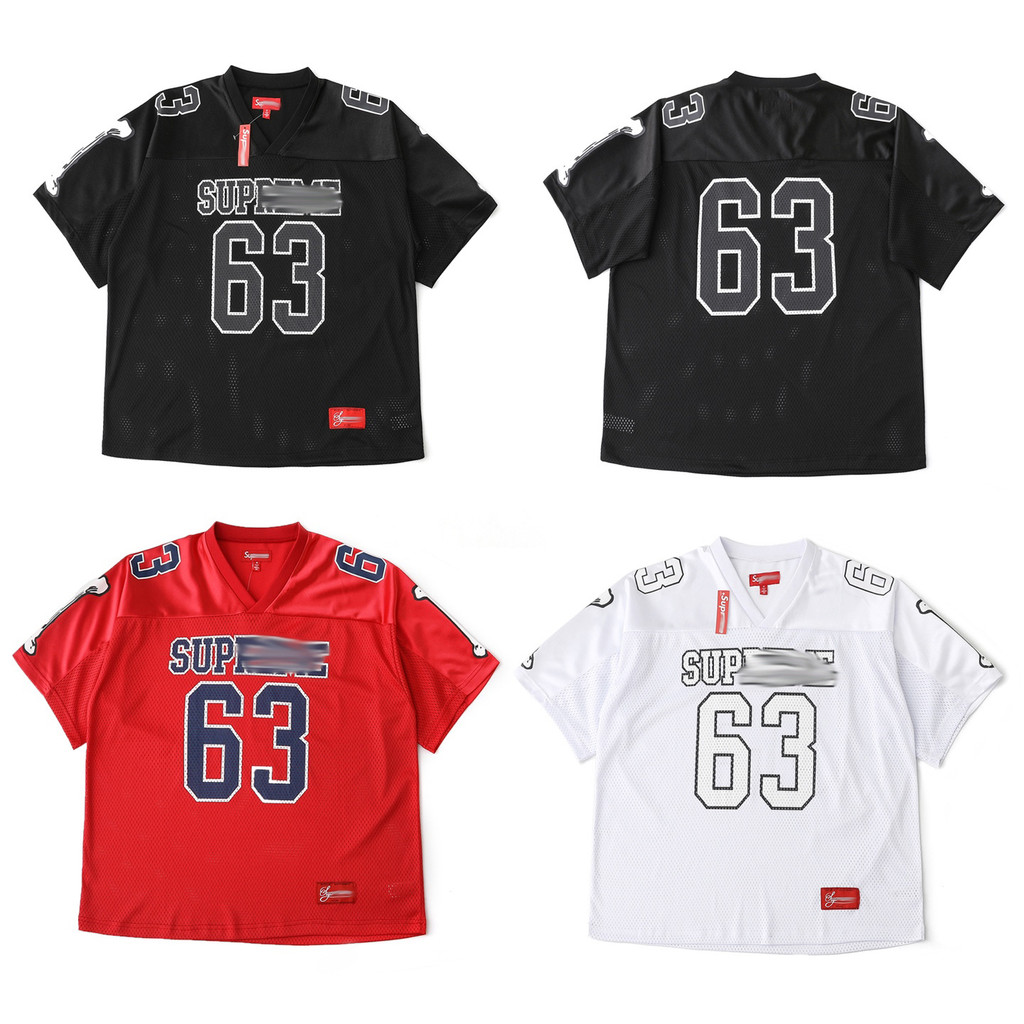 P7OW Sup Football Jersey Outdoor Sports Leisure Mesh Short-Sleeved Football T-Shirt No. 63 เจอร์ซีย์