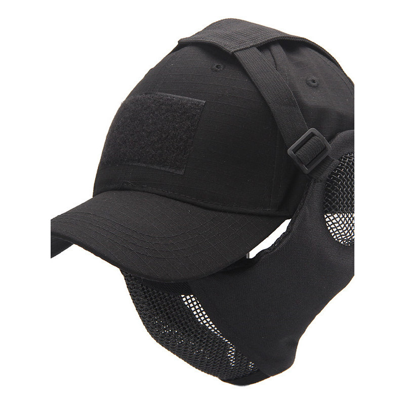 กลางแจ้ง cs Field wargame wargame อุปกรณ์ป้องกันทหารพัดลมเหล็กลวด Face Protection หน้ากากเบสบอลหมวก 