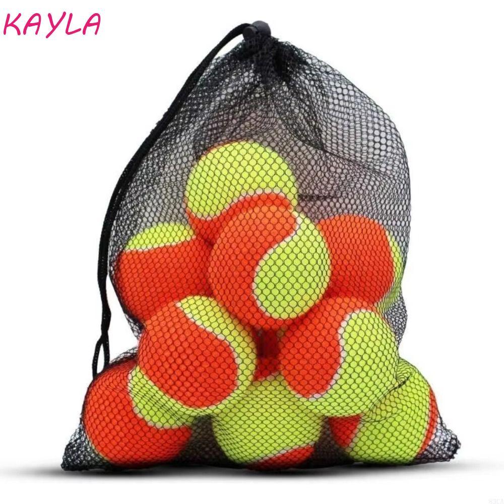 KAYLA ลูกเทนนิสสําหรับเด็ก, ยืดหยุ่นนุ่มพร้อมกระเป๋าลูกเทนนิสไร้แรงกด, การฝึกที่มีสีสันฝึกการบีบอัดต่ํายางชายหาดลูกเทนนิสแร็กเก็ตกีฬา