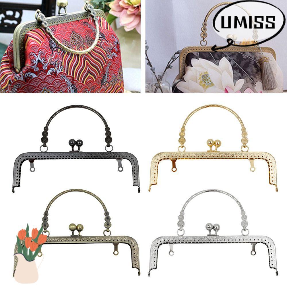 UMISS Purse Frame Kiss Clasp Bag Hardware Vintage Pattern Frame Buckle Handle Bag Accessories Bag Ma
