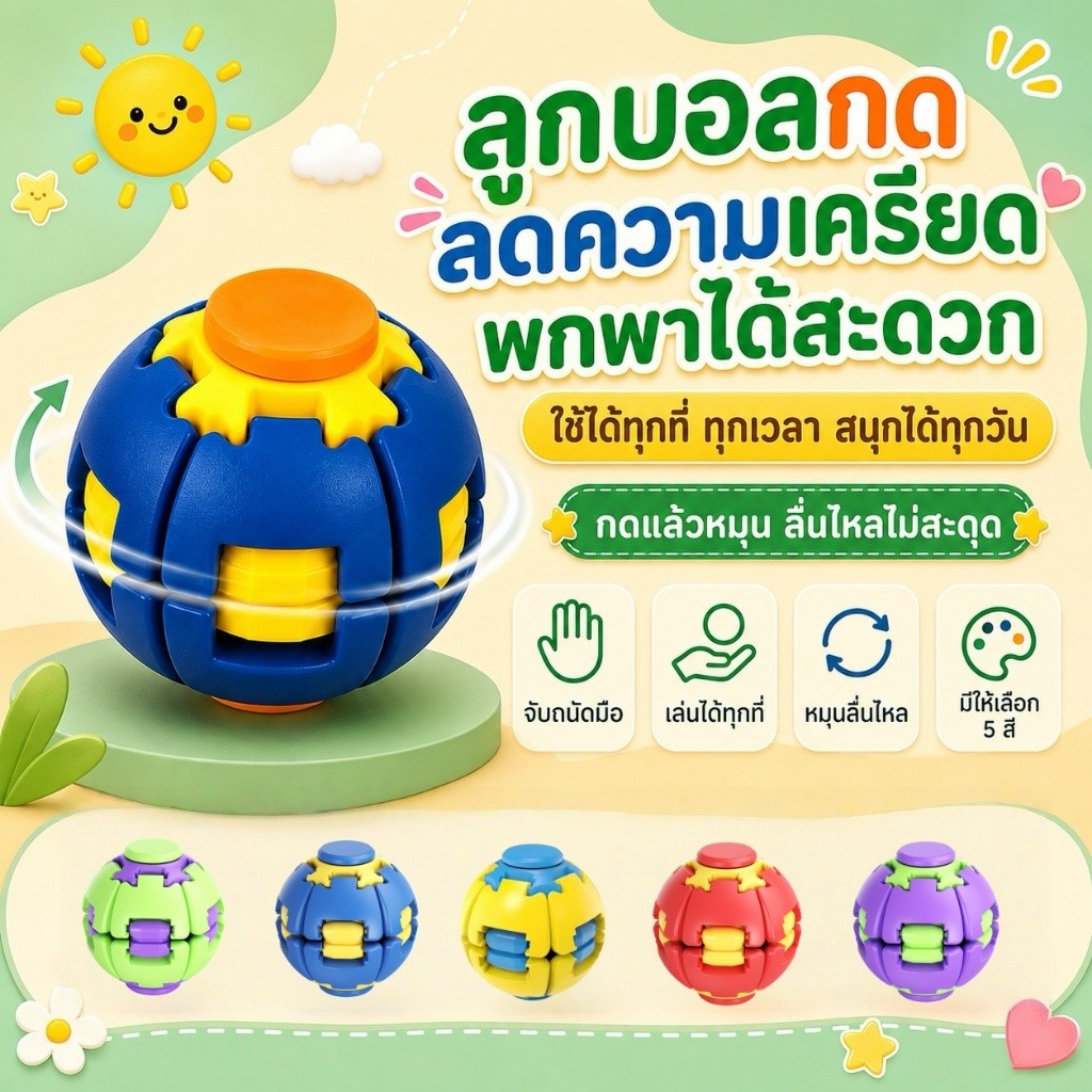 กดหมุน ความเครียดบรรเทาของเล่นแบบพกพา ของเล่นเด็กผู้ใหญ่ ลูกบอลกดหมุน 3D ฟิดเจ็ตสปินเนอร์