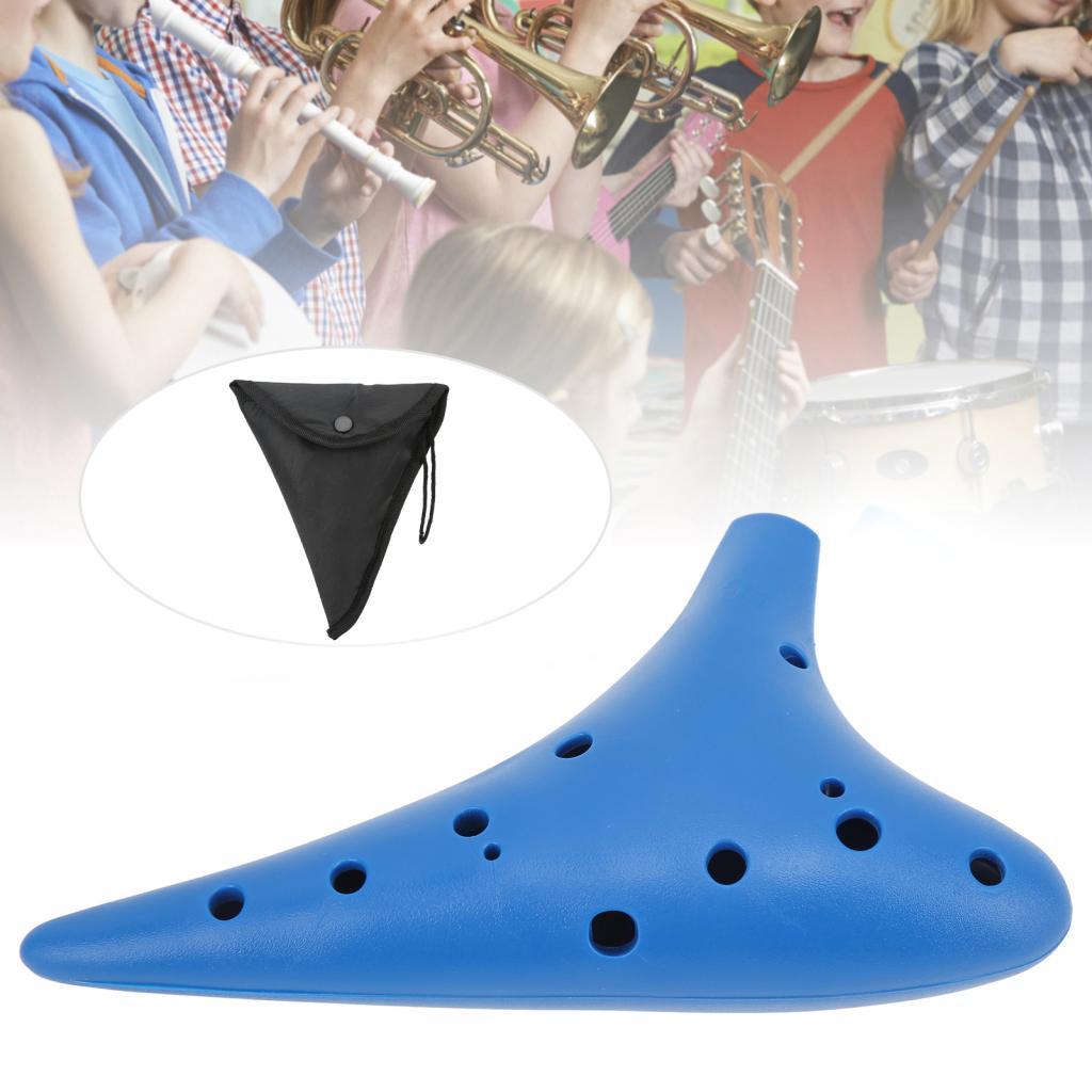 Irfora Ocarina 12 หลุมเครื่องเป่าลมแบบพกพาสำหรับนักดนตรีมือใหม่และมืออาชีพพลาสติกสีฟ้า 1 เครื่อง