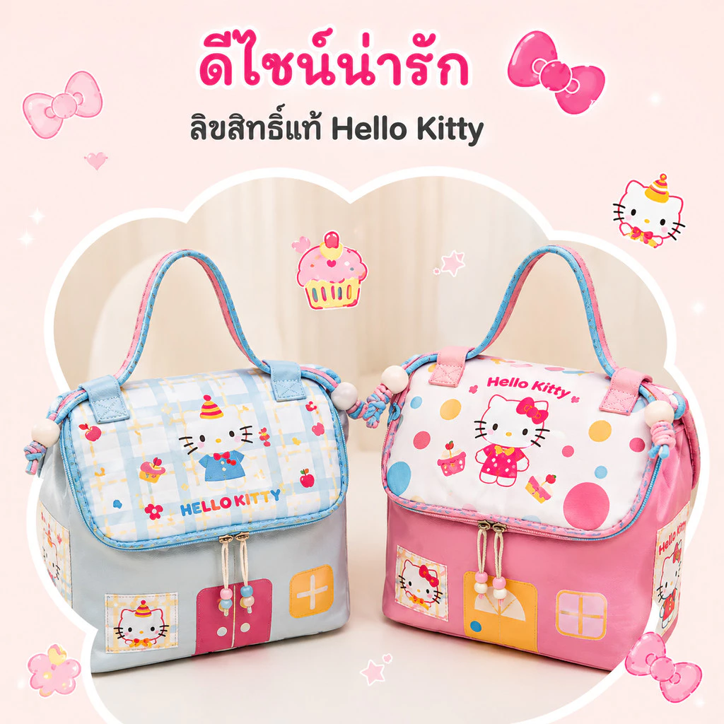 🎀จัดส่งเร็ว🎀Hello Kittyกระเป๋าเครื่องสำอาง สีสันน่ารัก ความจุใหญ่ แบ่งช่องเก็บของ กันน้ำ พกพาง่าย กระเป๋าจัดเก็บน่ารัก