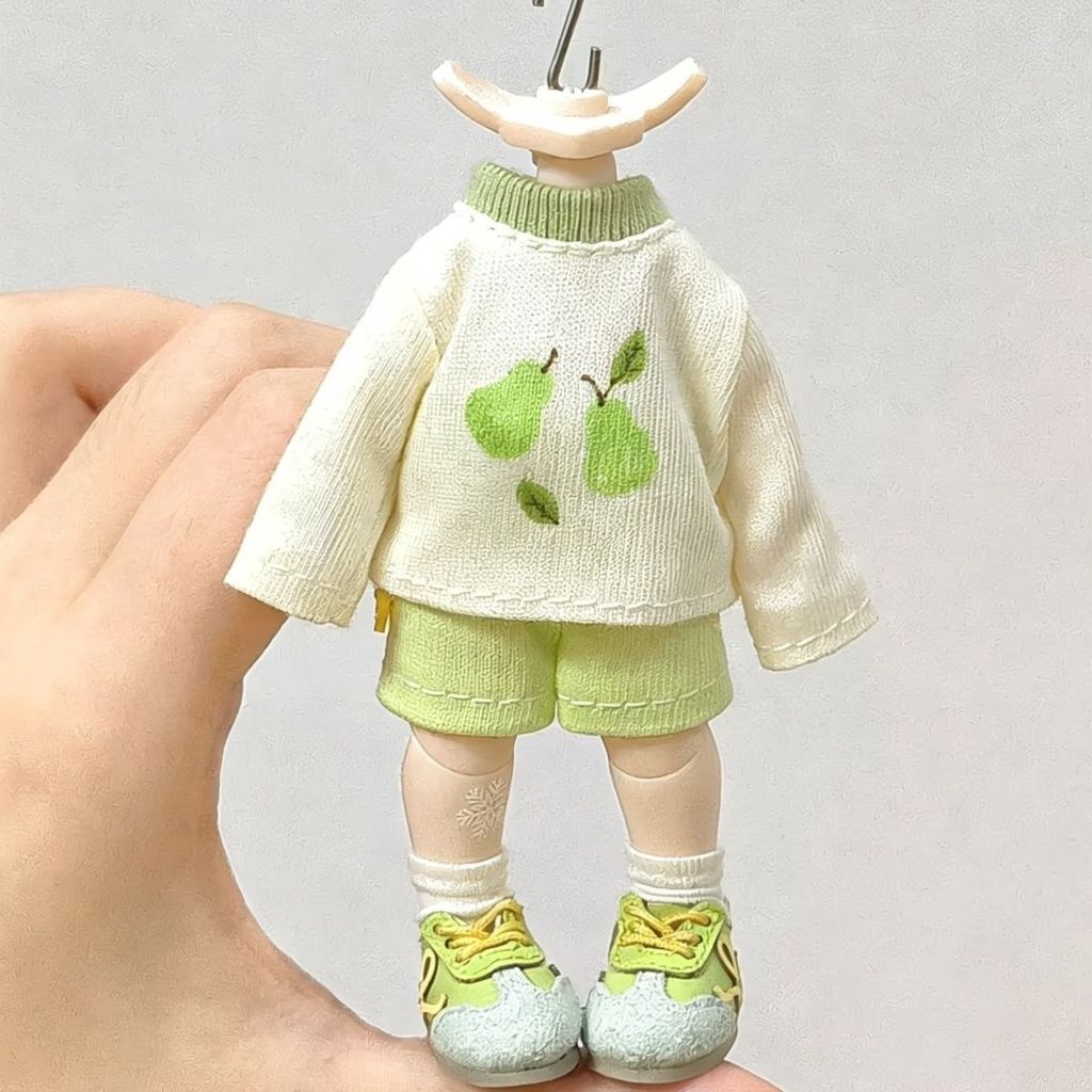 OB11 12 คะแนน ob22ob24BJD เสื้อผ้าเด็ก Universal ชุด Fresh Pear พิมพ์เสื้อกันหนาวกางเกงขาสั้น