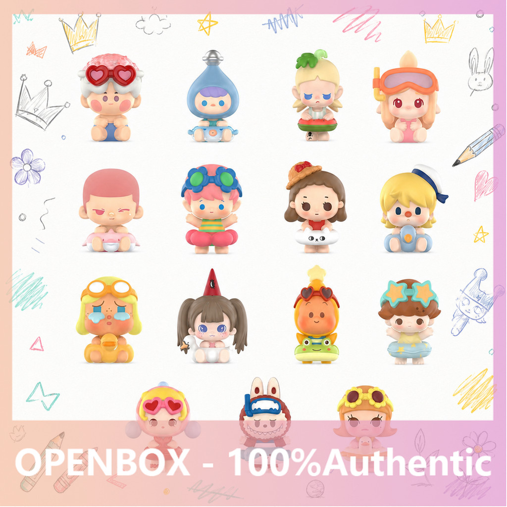 P POPMART Island Vacation Series Cute Particle Mystery Box ของขวัญของแท้