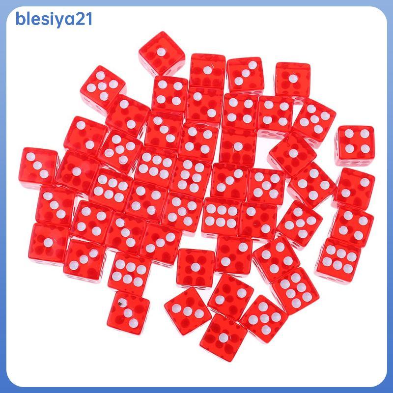 [blesiya21] 50 ชิ้นอะคริลิค 6 จุดด้านข้างลูกเต๋า D6 สําหรับการเล่นตามบทบาท RPG เกมกระดาน KTV