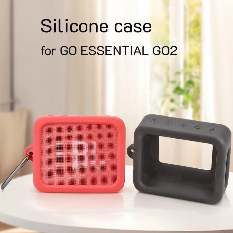 สําหรับ for JBL GO ESSENTIAL GO2 Speaker เคสซิลิโคน กันรอยขีดข่วน Carabiner Travel Portable case
