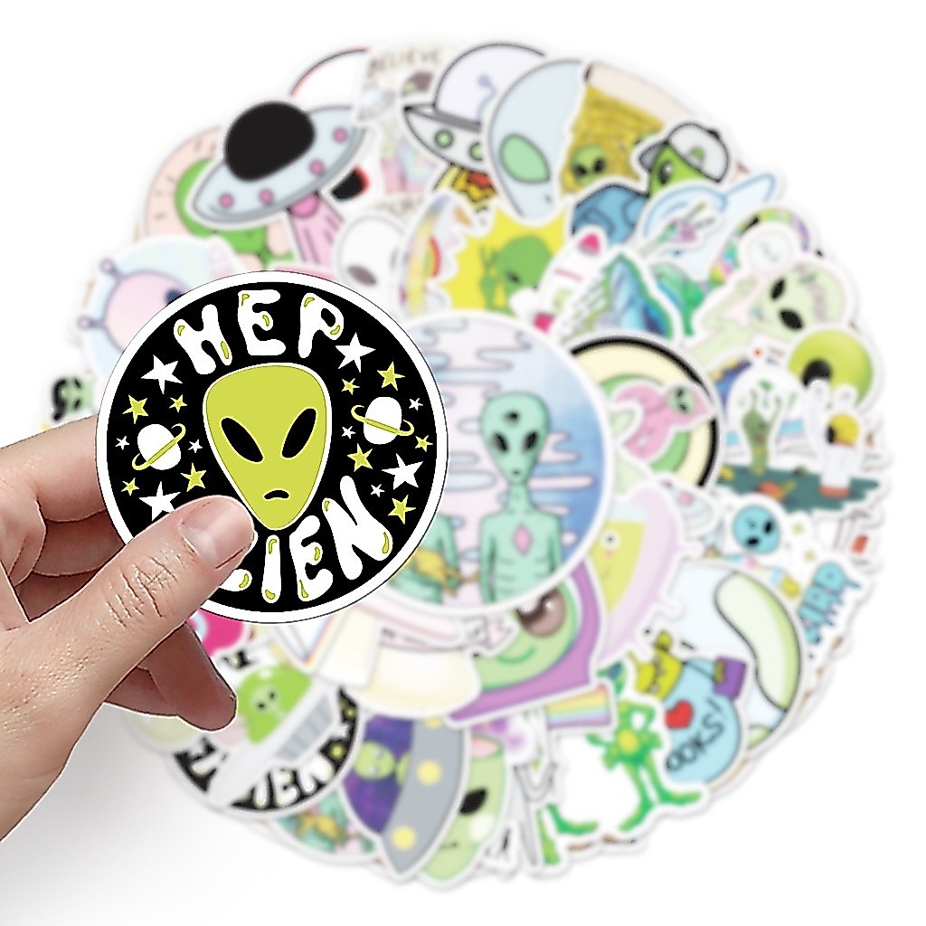 💥พร้อมส่ง💥New E.T UFO NASA SPACE CUTE INS sticker สติกเกอร์กันน้ำรูปแบบที่แตกต่างกัน 50ชิ้น