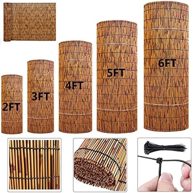 ธรรมชาติ Reed รั้วม้วน,2FT 3FT 4FT X 16.4FT ระเบียง Reed รั้วหน้าจอรั้วสําหรับลานกลางแจ้ง,ความเป็นส่