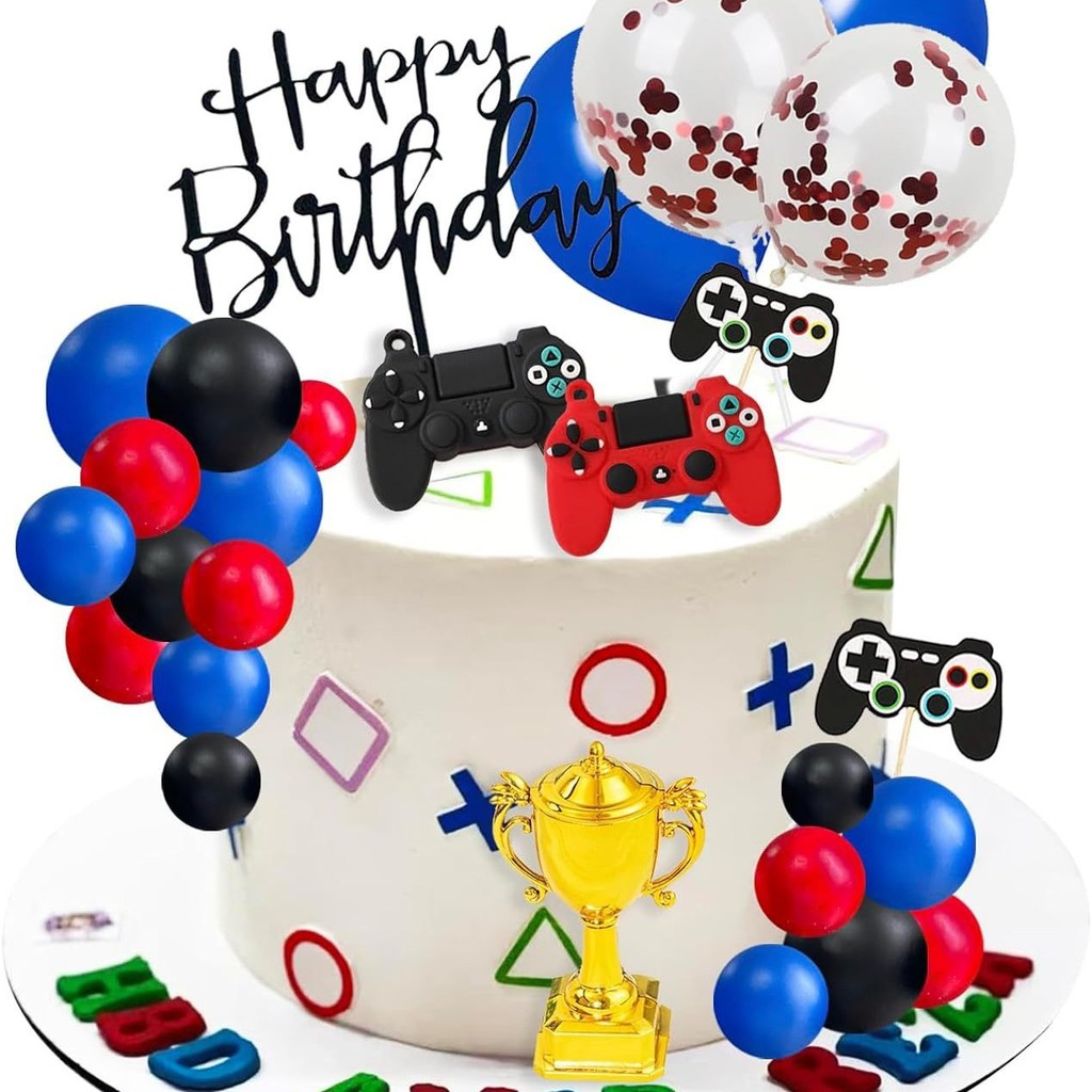 28Game console theme happy birthday Birthday Party Cake Topper Set