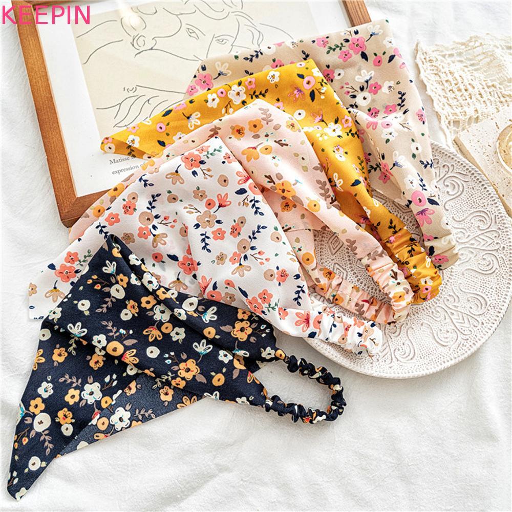 KEEPIN Bandana ที่คาดผมดอกไม้ Sweet New Head Scarf Thin Triangle Hair Scarf