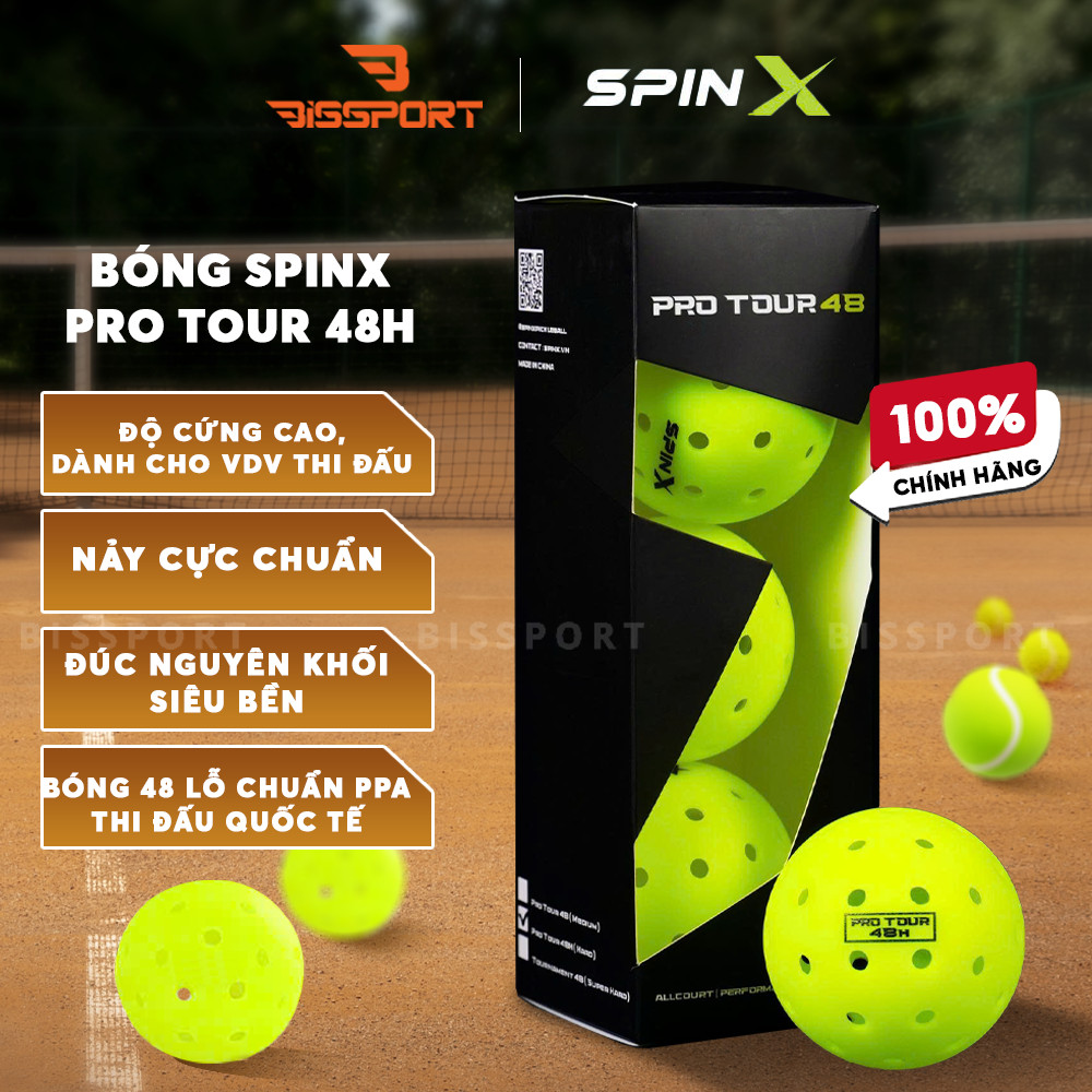 88ของแท้ SpinX Pro Tour 48H Pickleball Ball - มีความทนทานที่มั่นคง - สายเที่ยวบินมาตรฐาน - ความรู้สึ