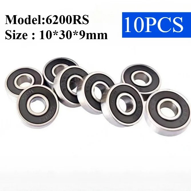 Kande 10PCS 6200RS แถวเดียวแบริ่งบอลร่องลึก ABEC-5 6200 2RS 10x30x9 มม. 6200RZ Y