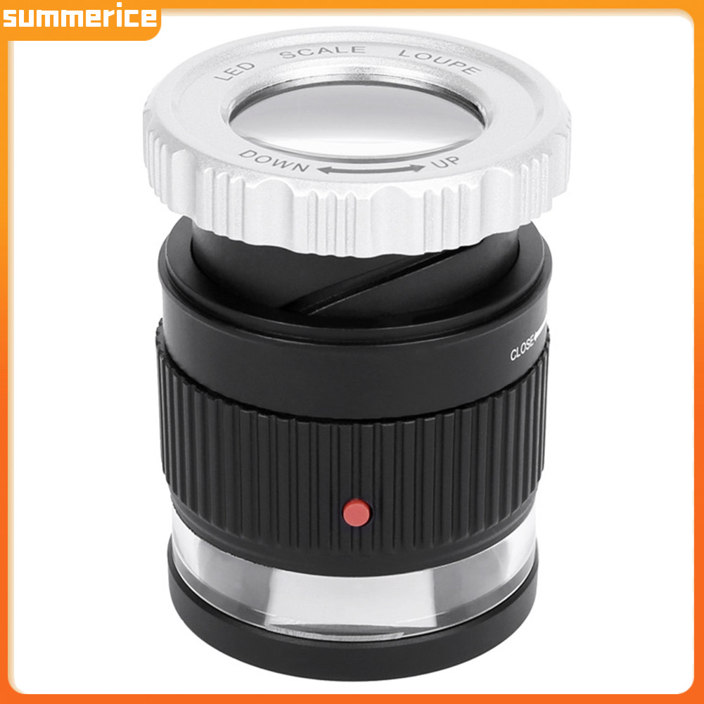 30X เลนส์แว่นขยายทรงกระบอกแว่นขยายเครื่องประดับ Loupe พร้อมไฟ LED