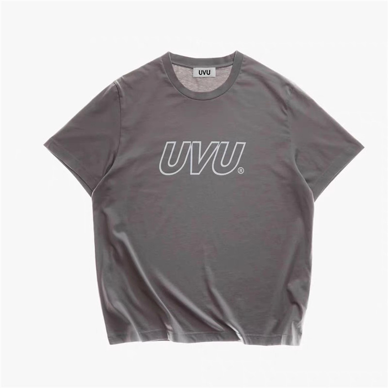 UVU 26OUTLINE เสื้อยืด Ultra Light Pure Cotton โลโก้พิมพ์รอบคอแขนสั้นเสื้อยืดผู้ชายผู้หญิง
