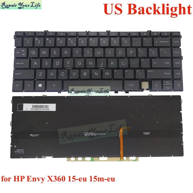 US UK LA/Latin JPA Backlit คีย์บอร์ดสําหรับ HP Envy X360 15-EU 15M-EU TPN-149 TPN-150 15-EU0003CA 15